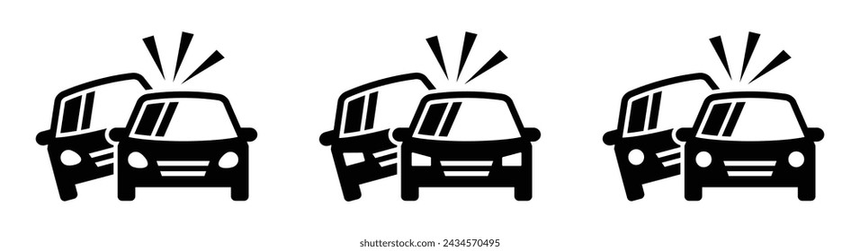 Icono de accidente de coche, Icono de accidente de coche, ilustración vectorial