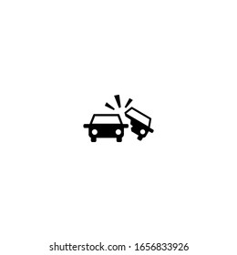 Car Accident Icon. Flat, Simple, Black.