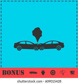 Car accident icon flat. Simple vector symbol and bonus icon