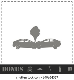 Car accident icon flat. Simple vector symbol and bonus icon