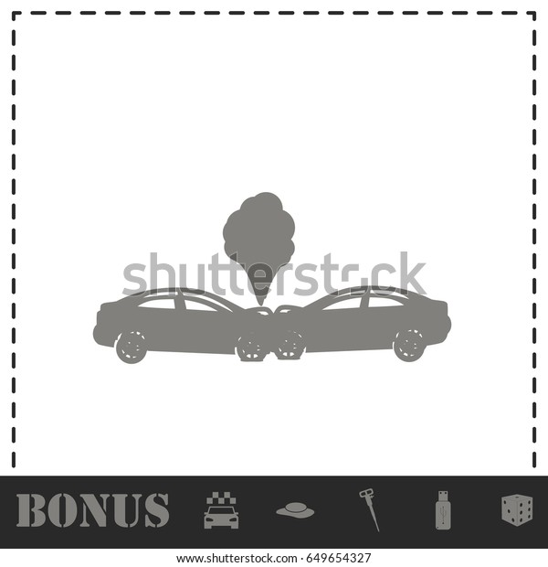 Car accident icon flat. Simple vector symbol and
bonus icon