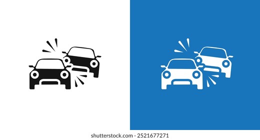 car accident icon Flat vector set outline