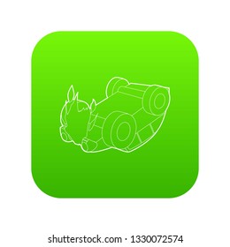 Car accident icon green vector isolated on white background