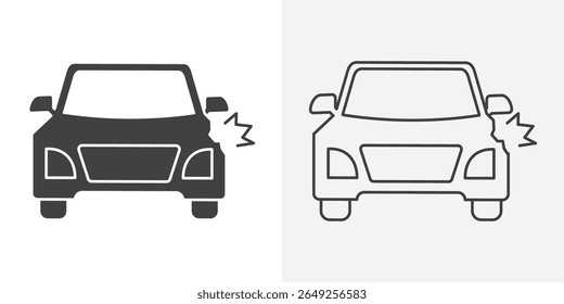 Icono de accidente de coche Ilustración de gráficos de línea