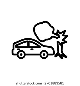 Icono de accidente de coche, Vector de línea