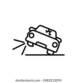 car accident icon linear logo mark in black and white