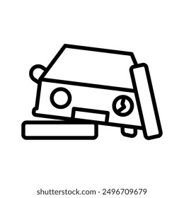 Icono de accidente de coche lineal logo marca en blanco y negro