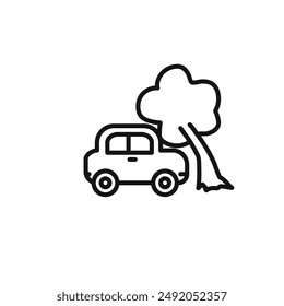 car accident icon outline collection in black and on white background