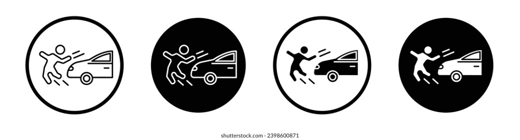 car accident icon set. crash injury vector symbol in black filled and outlined style.