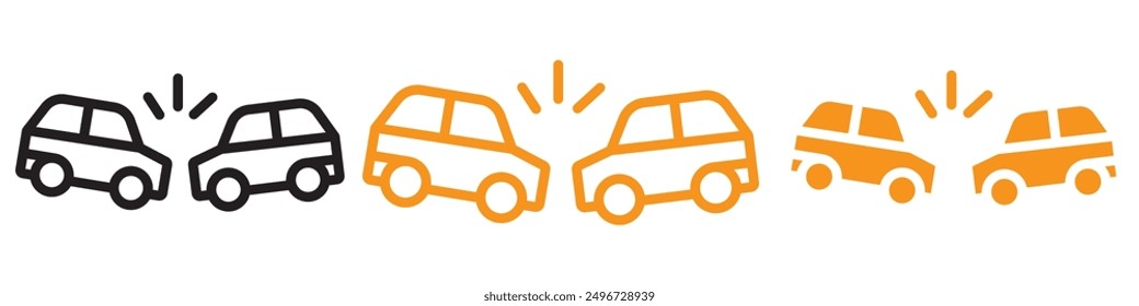 Car Accident Icon Set Road Safety Symbols for Traffic Awareness and Prevention