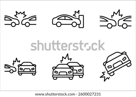 Car accident icon set, vector vector illustration on white background.