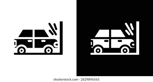 Car accident icon in solid flat trendy design style.