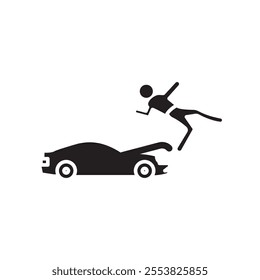 Car accident icon Thin line flat illustration