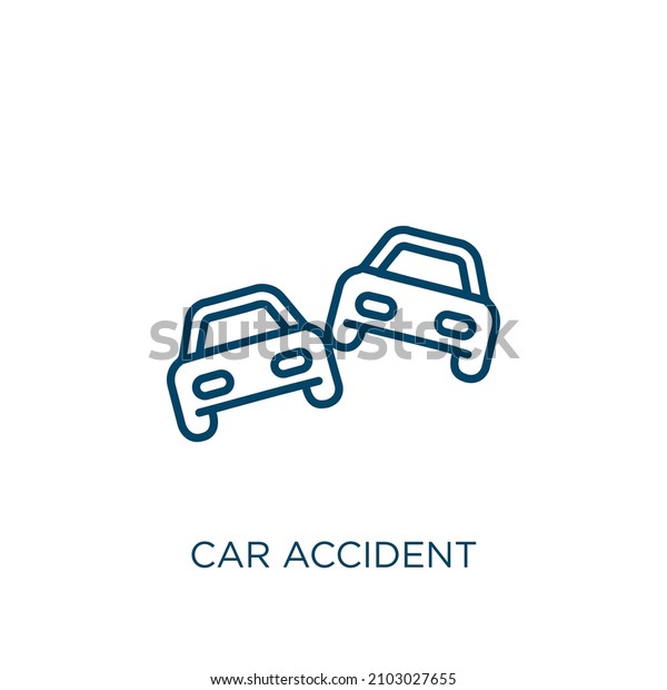 car accident icon. Thin linear car accident\
outline icon isolated on white background. Line vector car accident\
sign, symbol for web and\
mobile