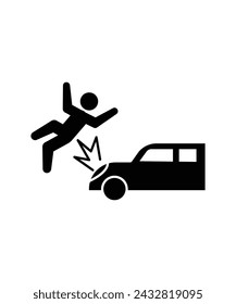 Icono de accidente de coche, vector mejor icono plano.