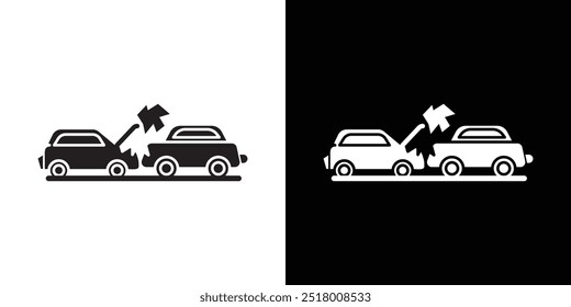 car accident icon Vector flat thin line illustration