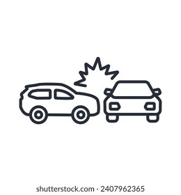 car accident icon. vector.Editable stroke.linear style sign for use web design,logo.Symbol illustration.