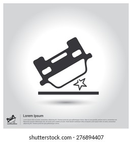 car accident insurance Icon . Flat pictograph Icon design gray background. Vector illustration.