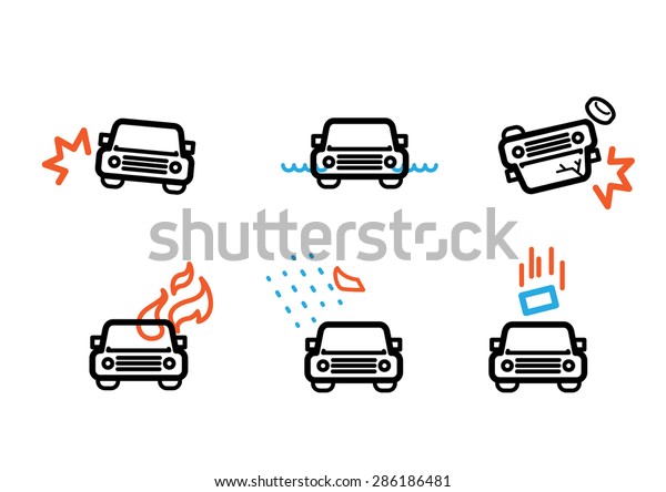 car\
accident insurance pictogram line icon\
vector