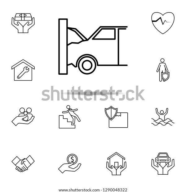 car accident line icon. Insurance icons universal\
set for web and mobile