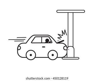 car accident line vector easy design .