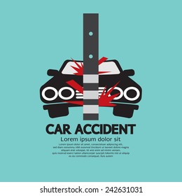 Car Accident With Pole Vector Illustration