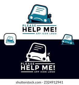 Car Accident Reports Logo Design. Accident Automobile Logo. App Icon and UI UX white user interface web button. Template Editable.