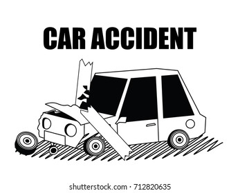car accident silhouette isolate concept. Flat vector design