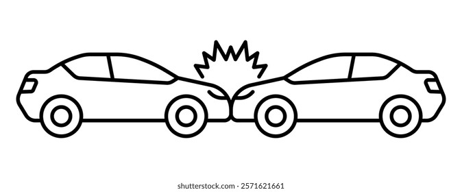 Car accident. the car smashes into the rear bumper. linear icon. Line with Editable stroke.