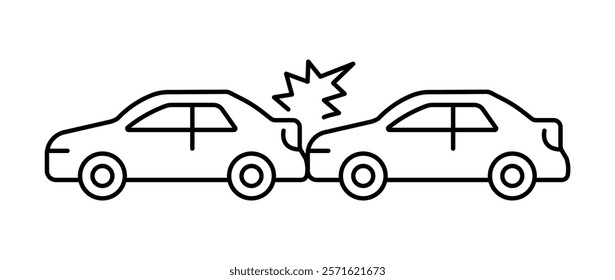 Car accident. the car smashes into the rear bumper. linear icon. Line with Editable stroke.