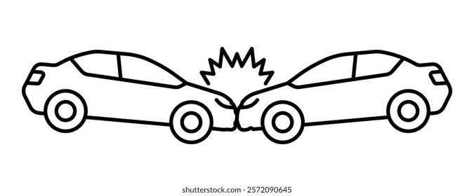 Car accident. the car smashes into the rear bumper. linear icon. Line with Editable stroke.