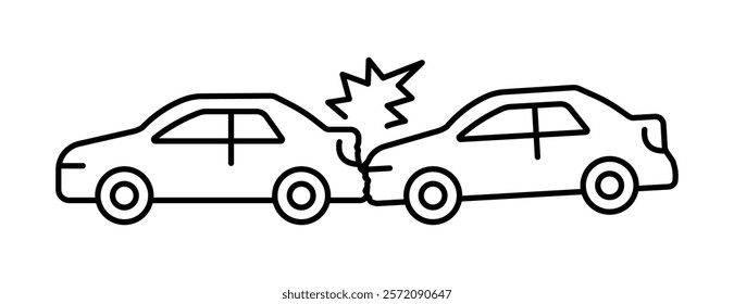 Car accident. the car smashes into the rear bumper. linear icon. Line with Editable stroke.