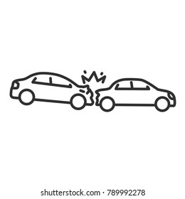 Car accident. the car smashes into the rear bumper. linear icon. Line with Editable stroke