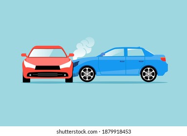 Icono de la caricatura de la vista superior del vector de la velocidad del accidente automovilístico. Ilustración del concepto de choque de coches