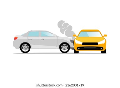 Car accident speed crash vector top view cartoon icon. Car crash concept illustration