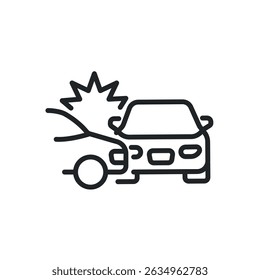Car accident thin line icons. Perfect pixel on transparent background
