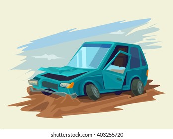 Car Accident. Vector flat illustration