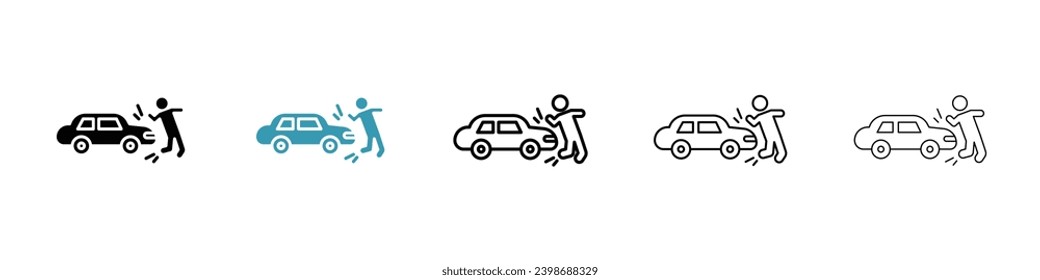 Car accident vector icon set. Car accident crash injury for UI designs.
