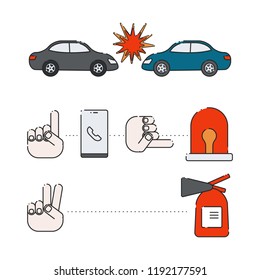Car accident. Vector illustration of crash. Insurance Infographics