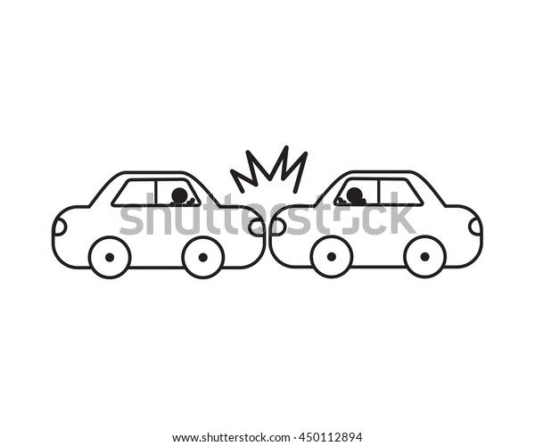 Car Accident Vector Line Easy Design Stock Vector Royalty Free