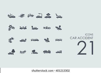 car accident vector set of modern simple icons