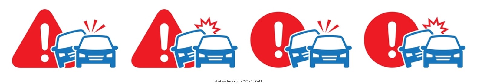 Car accident warning icon, Car crash icon, vector illustration