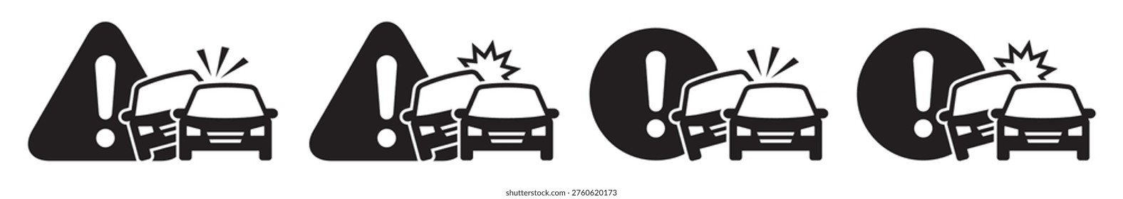 Car accident warning icon, Car crash icon, vector illustration