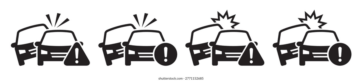 Car accident warning icon, Car crash icon, vector illustration