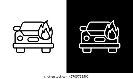 Car Accident White Icon Set Vector