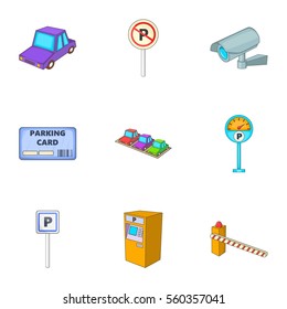 Car accommodation icons set. Cartoon illustration of 9 car accommodation vector icons for web