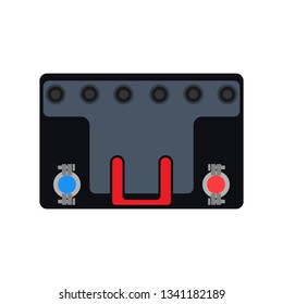 Car accumulator battery vector icon. Auto engine flat service vehicle. Mechanic diagnostic petrol motor garage tool.