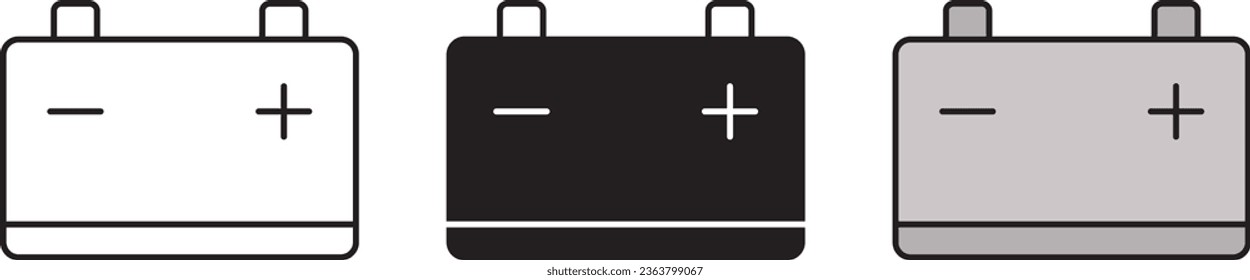 Car accumulator isolated, lined and colored icon. Car battery icons collection. Vector illustration