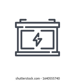 Car accumulator line icon. Vehicle battery vector outline sign.