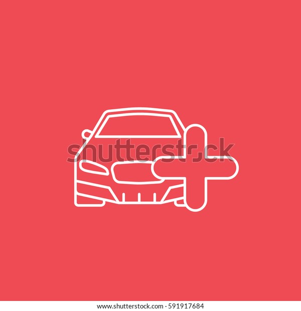 Car Add New Line Icon\
On Red Background